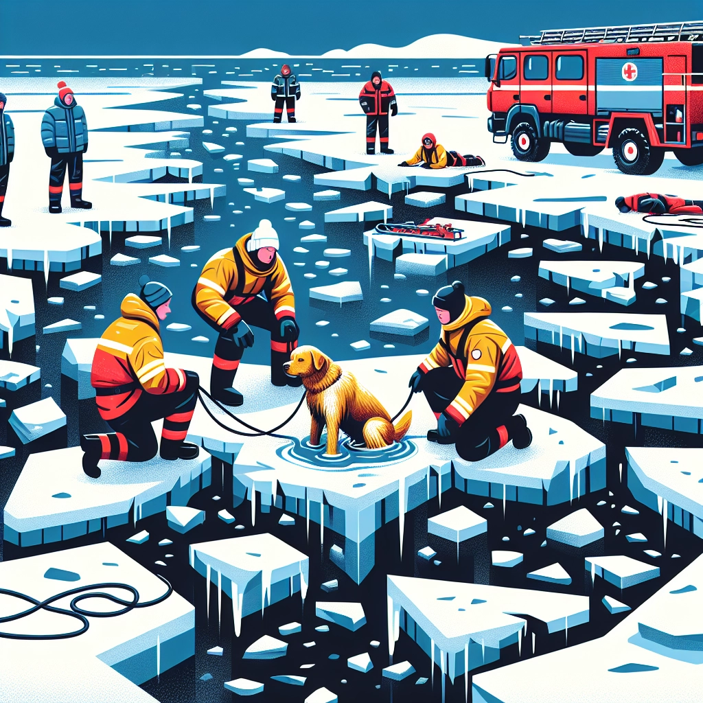 Firefighters Rescue Dog From Baltic Sea Ice